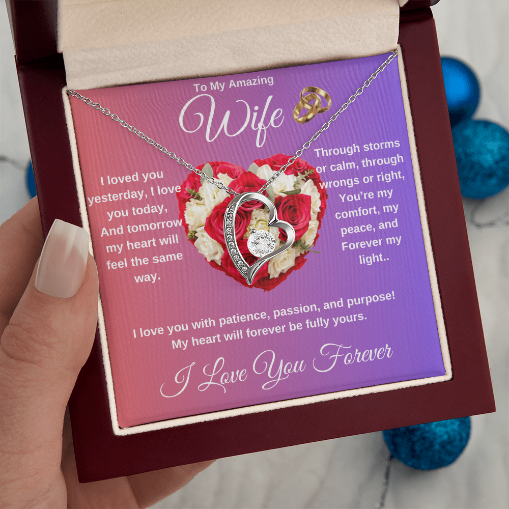 "To My Wife" - Heart Shaped Diamond Cut Necklace ShineOn Fulfillment