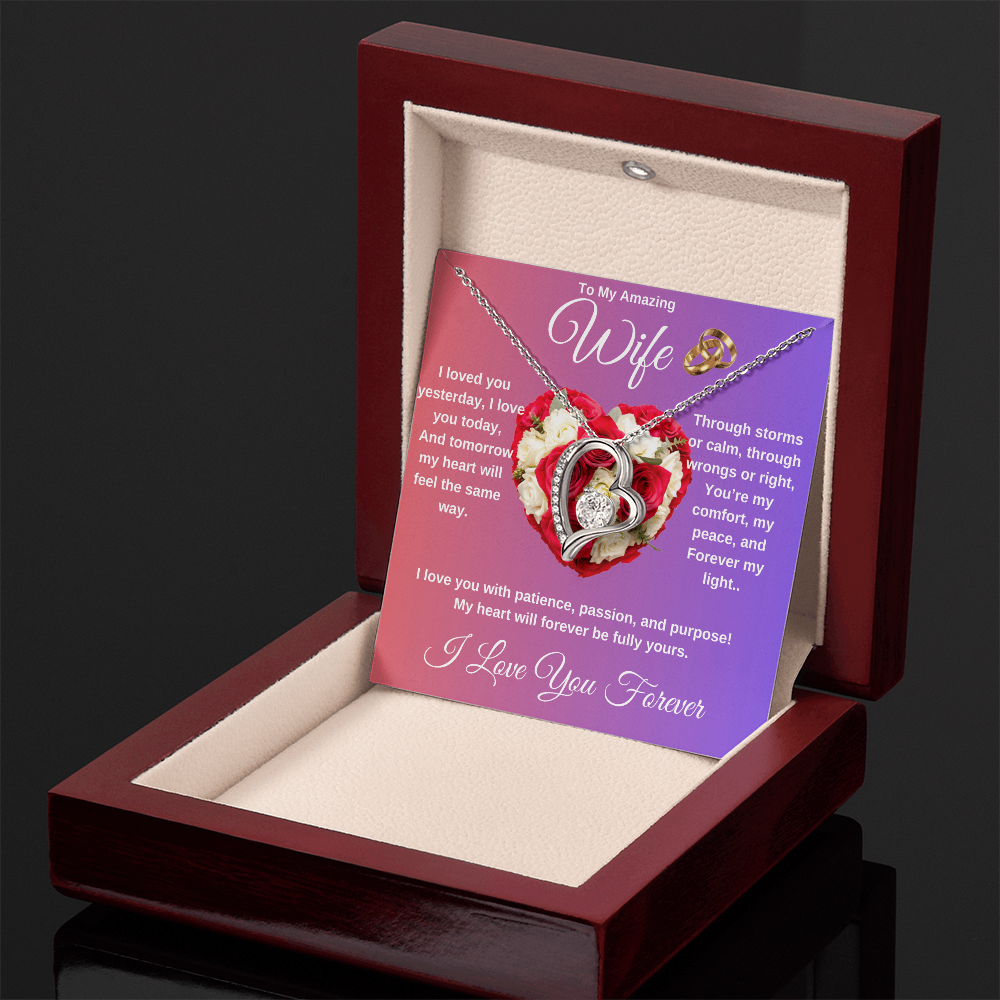 "To My Wife" - Heart Shaped Diamond Cut Necklace ShineOn Fulfillment