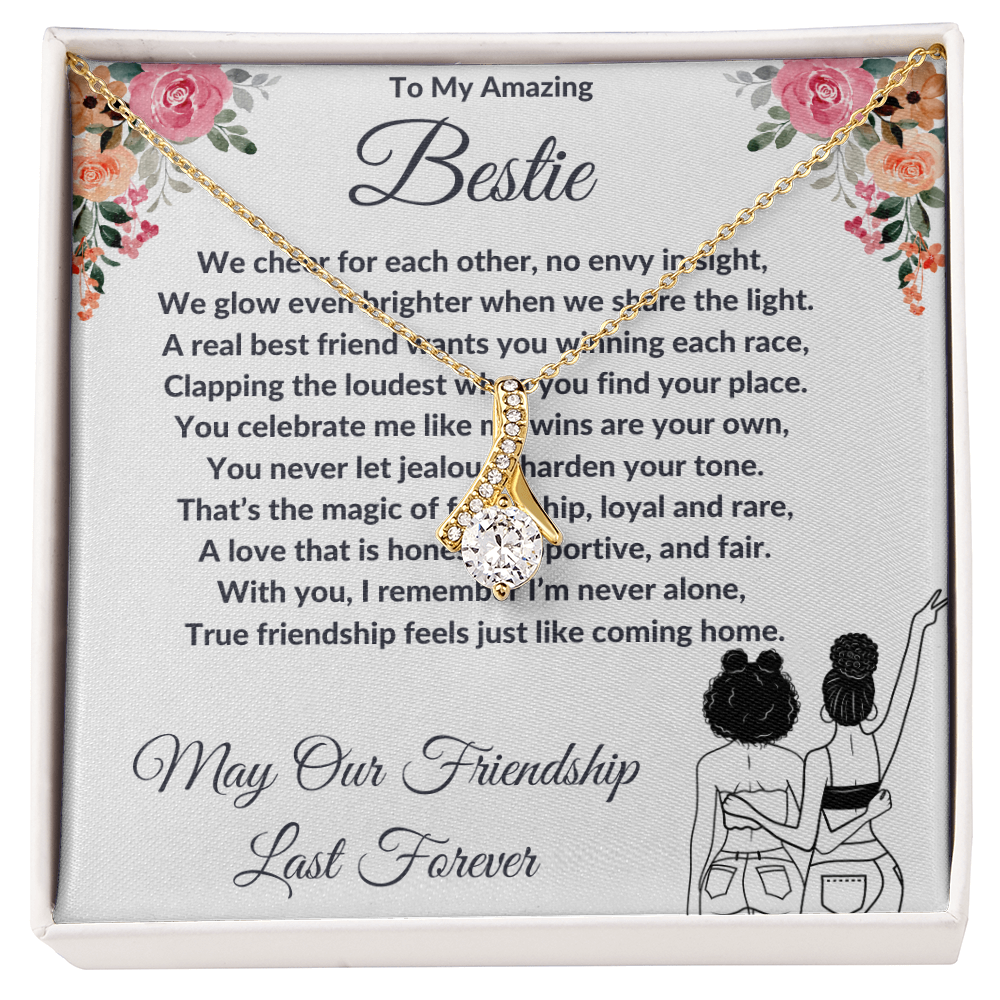 To My Best Friend - Ribbon Shaped Diamond Cut Necklace ShineOn Fulfillment