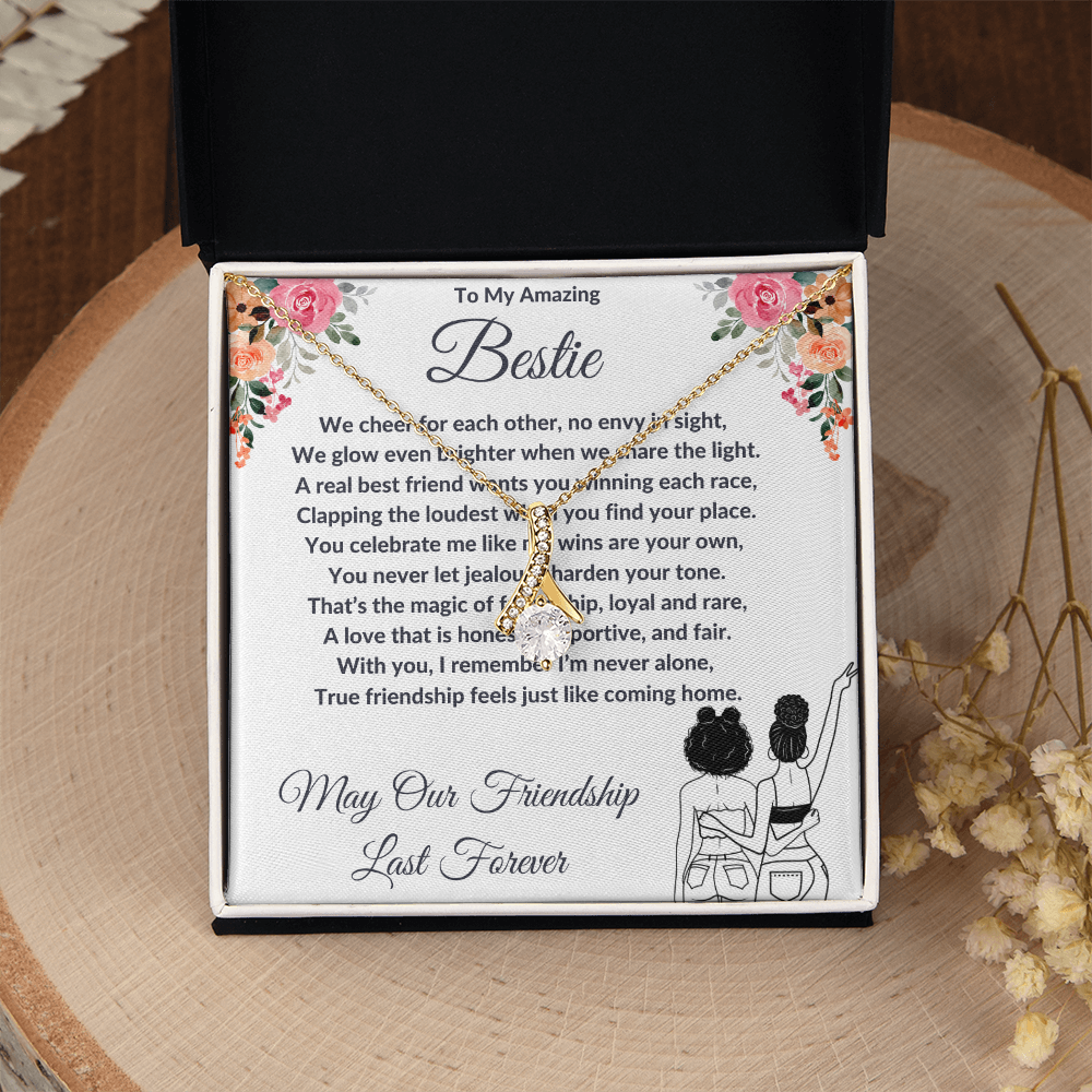 To My Best Friend - Ribbon Shaped Diamond Cut Necklace ShineOn Fulfillment