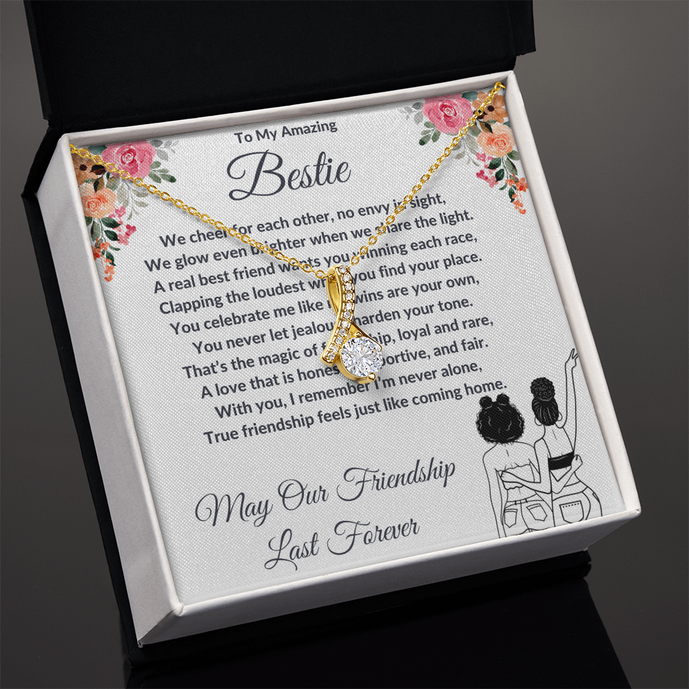 To My Best Friend - Ribbon Shaped Diamond Cut Necklace ShineOn Fulfillment