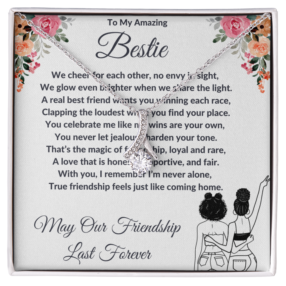To My Best Friend - Ribbon Shaped Diamond Cut Necklace ShineOn Fulfillment