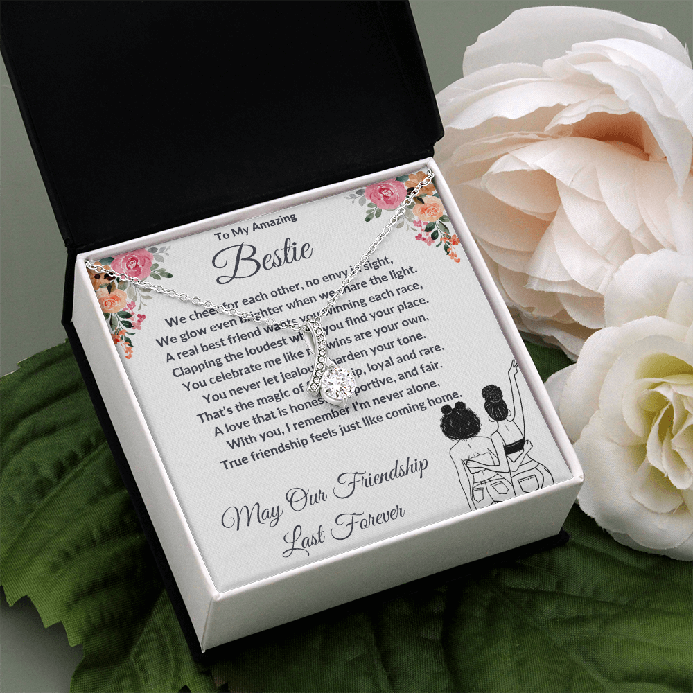 To My Best Friend - Ribbon Shaped Diamond Cut Necklace ShineOn Fulfillment