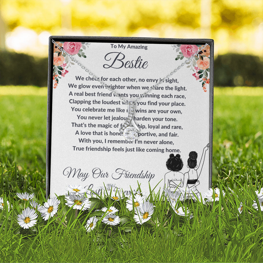 To My Best Friend - Ribbon Shaped Diamond Cut Necklace ShineOn Fulfillment