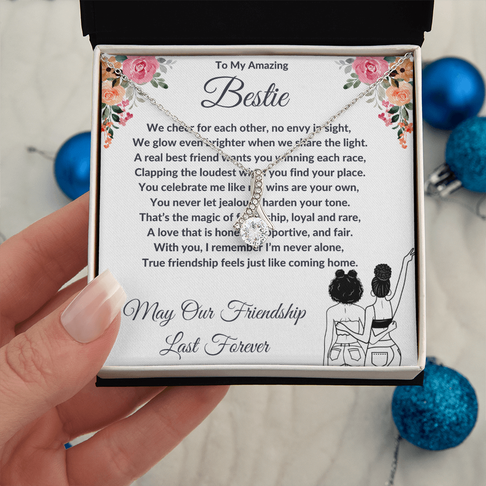 To My Best Friend - Ribbon Shaped Diamond Cut Necklace ShineOn Fulfillment