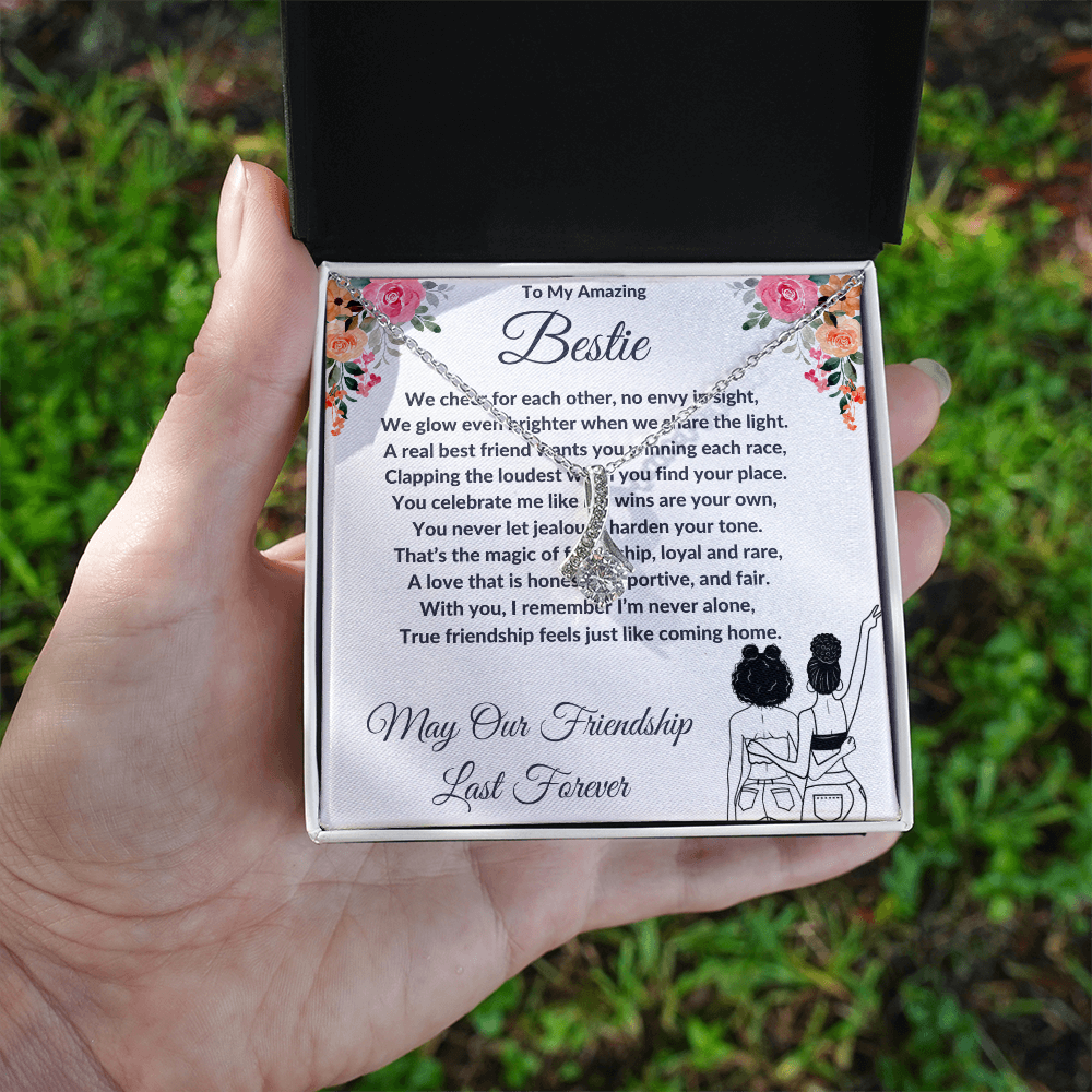 To My Best Friend - Ribbon Shaped Diamond Cut Necklace ShineOn Fulfillment