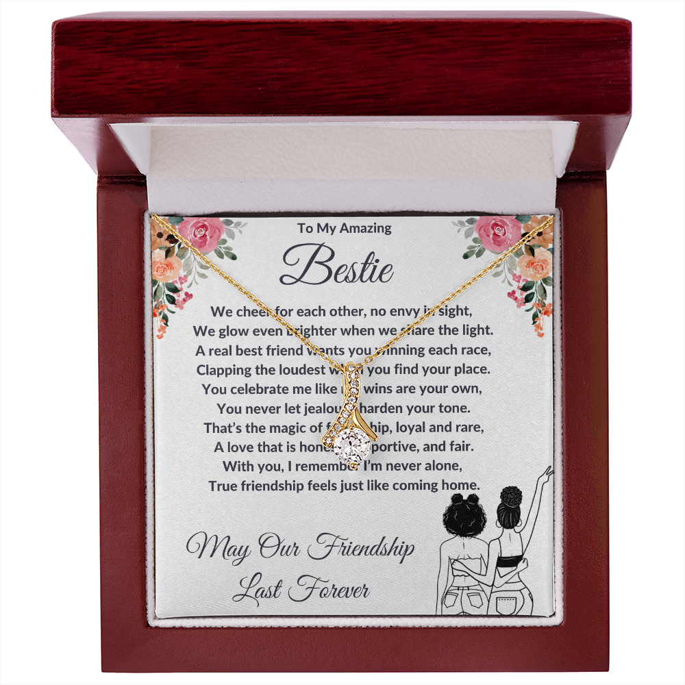 To My Best Friend - Ribbon Shaped Diamond Cut Necklace ShineOn Fulfillment