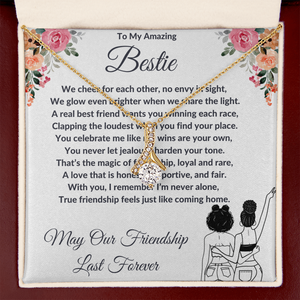 To My Best Friend - Ribbon Shaped Diamond Cut Necklace ShineOn Fulfillment