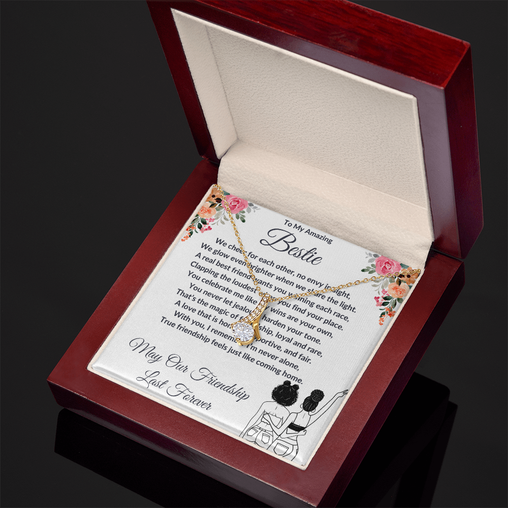 To My Best Friend - Ribbon Shaped Diamond Cut Necklace ShineOn Fulfillment