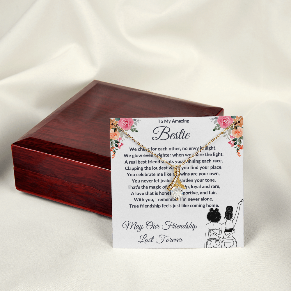 To My Best Friend - Ribbon Shaped Diamond Cut Necklace ShineOn Fulfillment