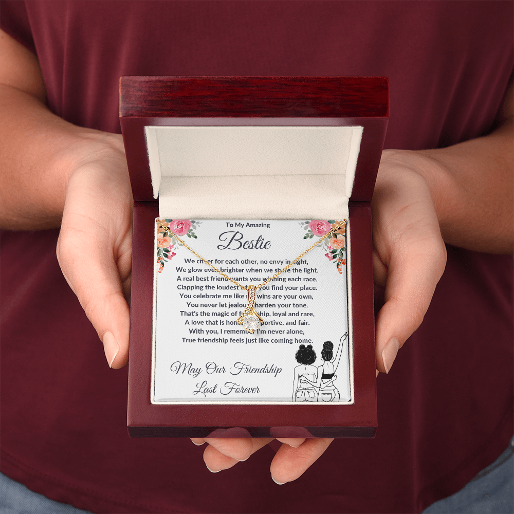 To My Best Friend - Ribbon Shaped Diamond Cut Necklace ShineOn Fulfillment