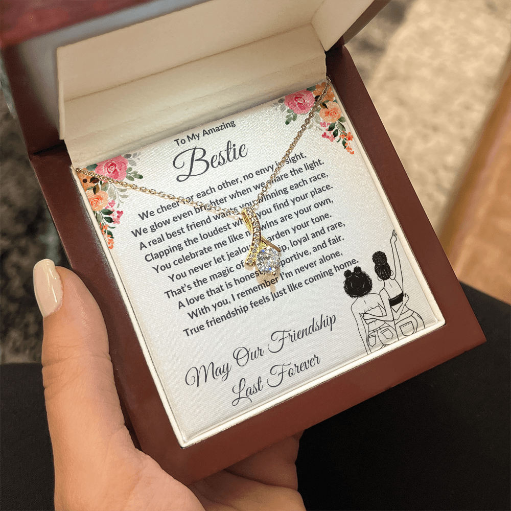 To My Best Friend - Ribbon Shaped Diamond Cut Necklace ShineOn Fulfillment