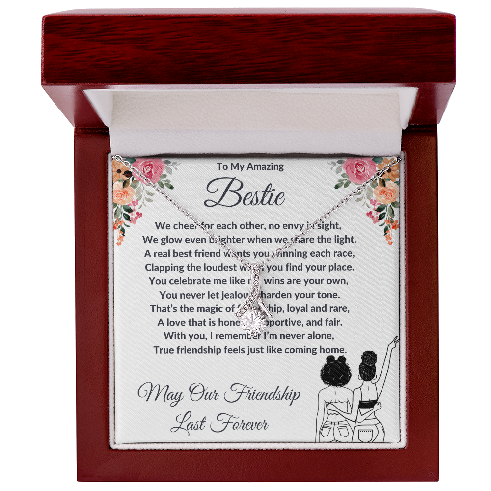 To My Best Friend - Ribbon Shaped Diamond Cut Necklace ShineOn Fulfillment