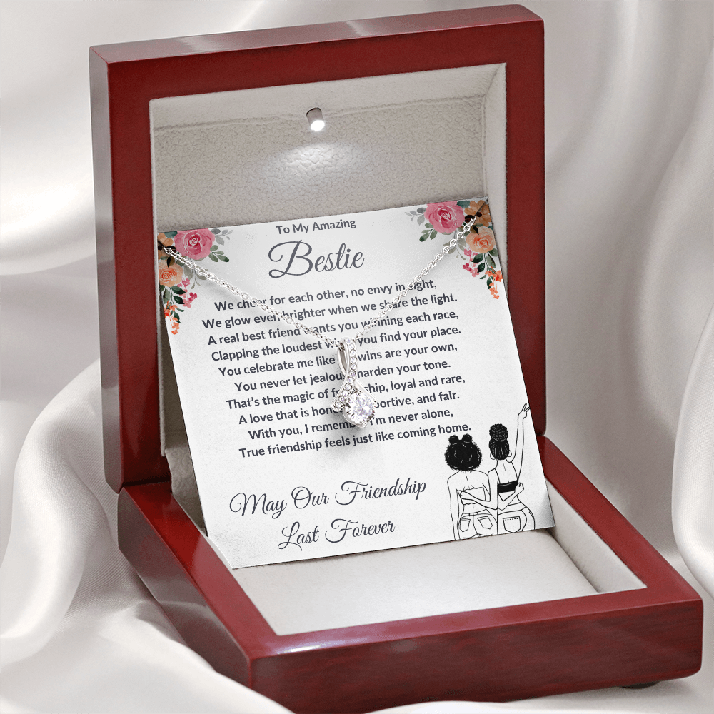 To My Best Friend - Ribbon Shaped Diamond Cut Necklace ShineOn Fulfillment