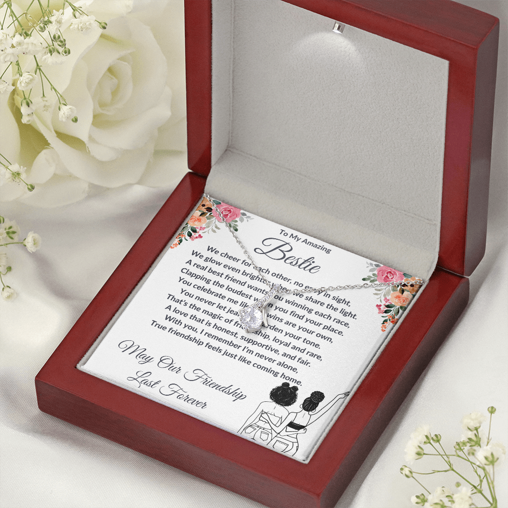 To My Best Friend - Ribbon Shaped Diamond Cut Necklace ShineOn Fulfillment
