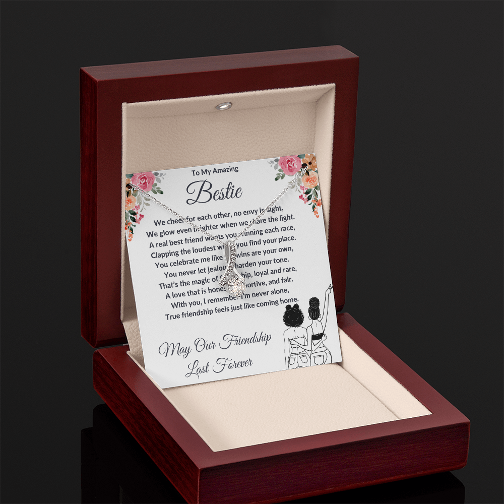 To My Best Friend - Ribbon Shaped Diamond Cut Necklace ShineOn Fulfillment