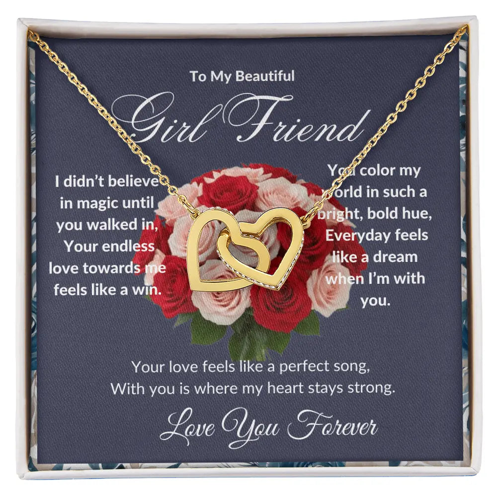 "To My Girl Friend" - Interlocking Hearts Diamond Cut Necklace ShineOn Fulfillment