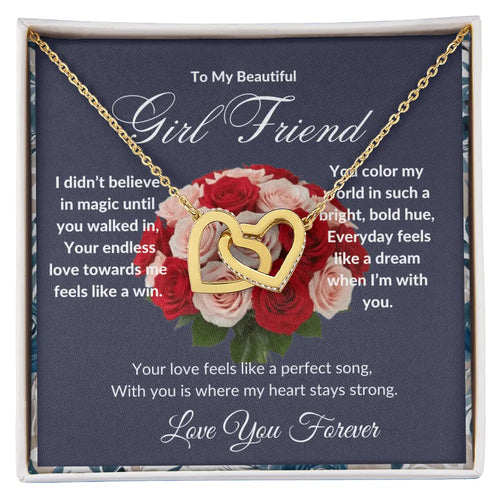 "To My Girl Friend" - Interlocking Hearts Diamond Cut Necklace ShineOn Fulfillment