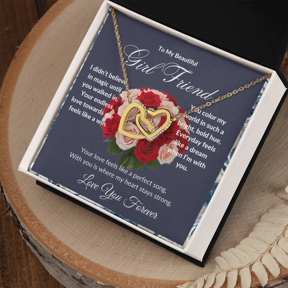 "To My Girl Friend" - Interlocking Hearts Diamond Cut Necklace ShineOn Fulfillment