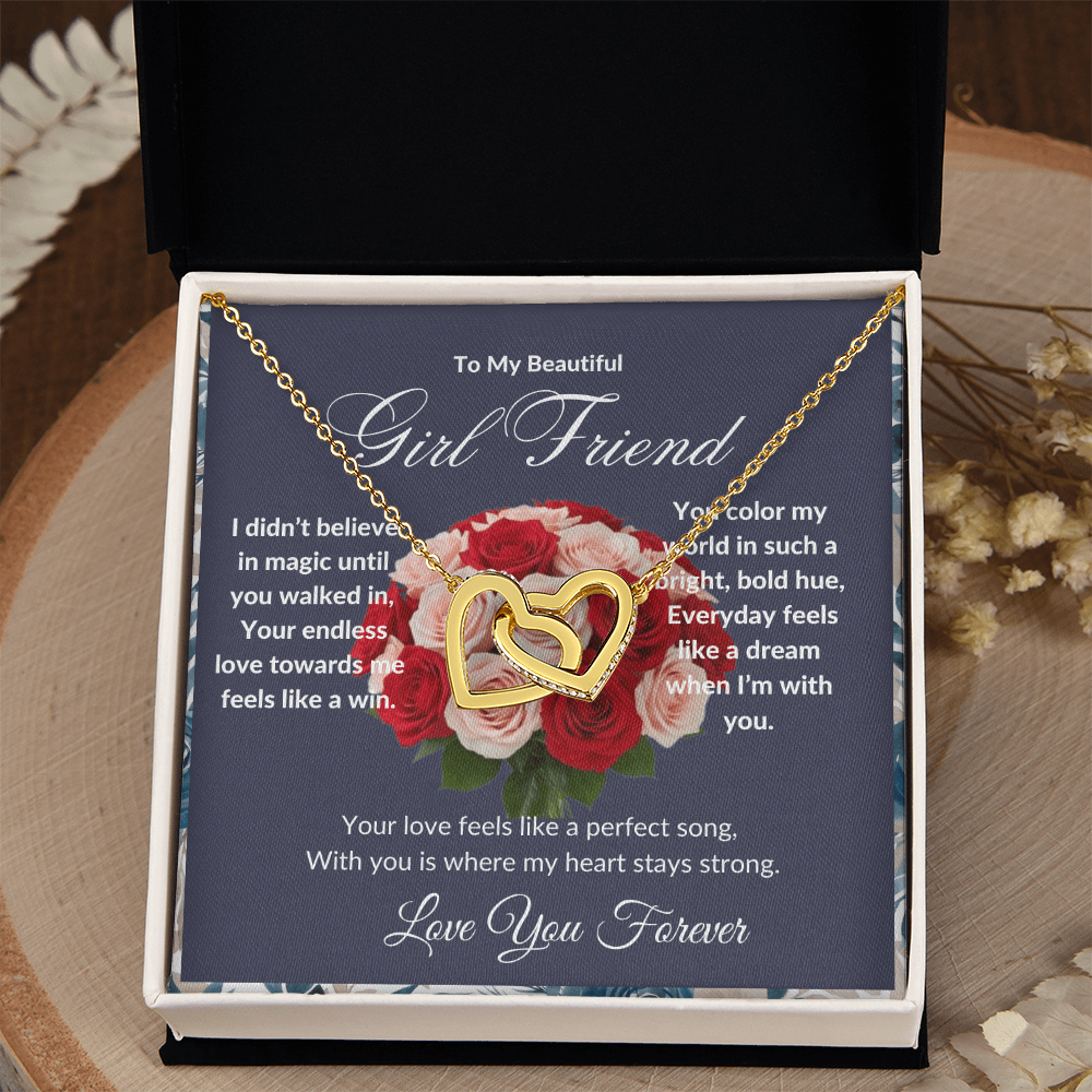 "To My Girl Friend" - Interlocking Hearts Diamond Cut Necklace ShineOn Fulfillment