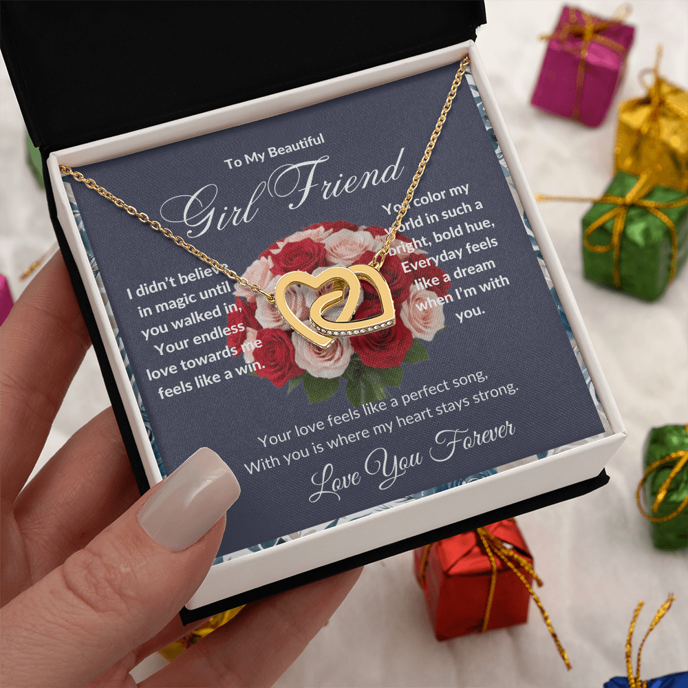 "To My Girl Friend" - Interlocking Hearts Diamond Cut Necklace ShineOn Fulfillment