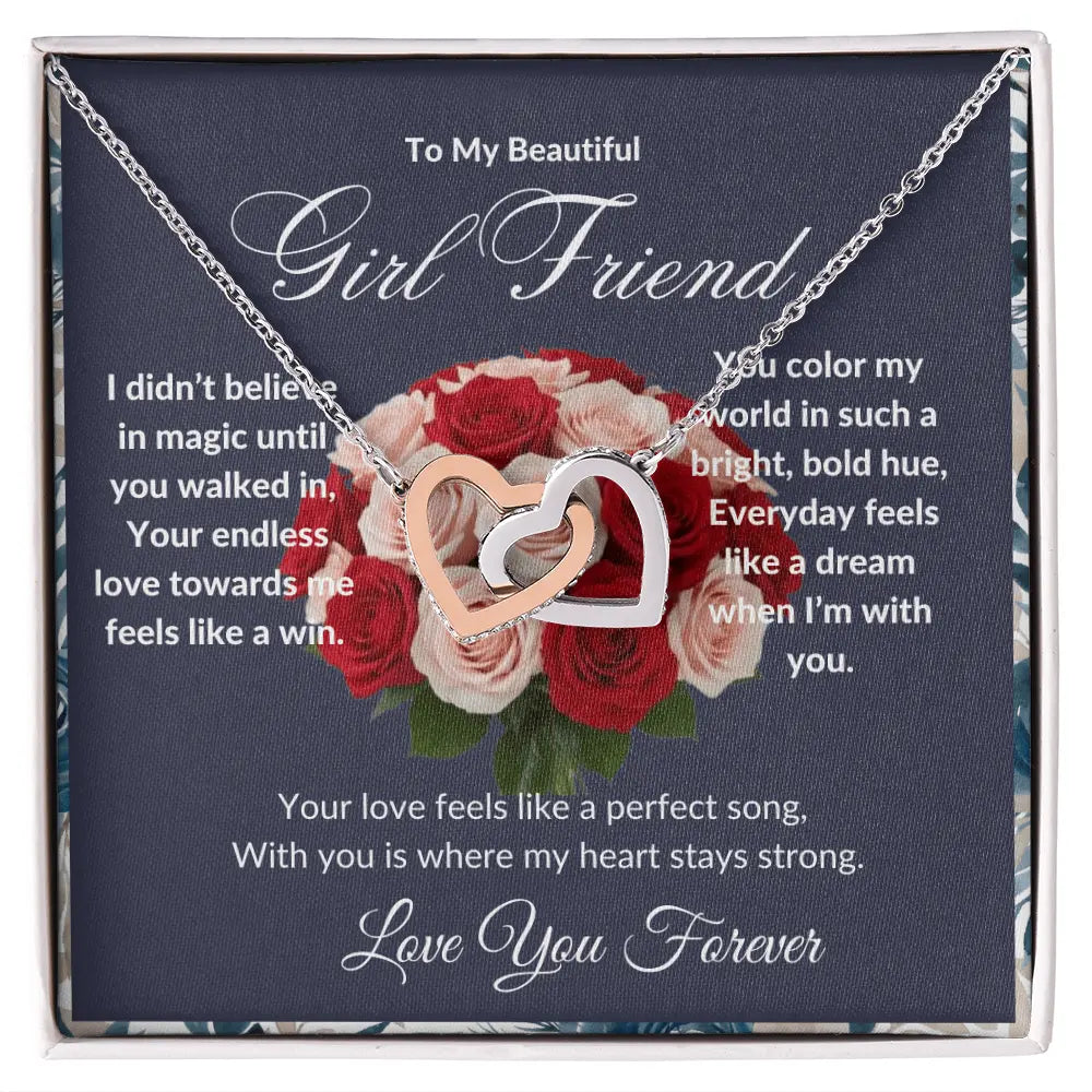 "To My Girl Friend" - Interlocking Hearts Diamond Cut Necklace ShineOn Fulfillment