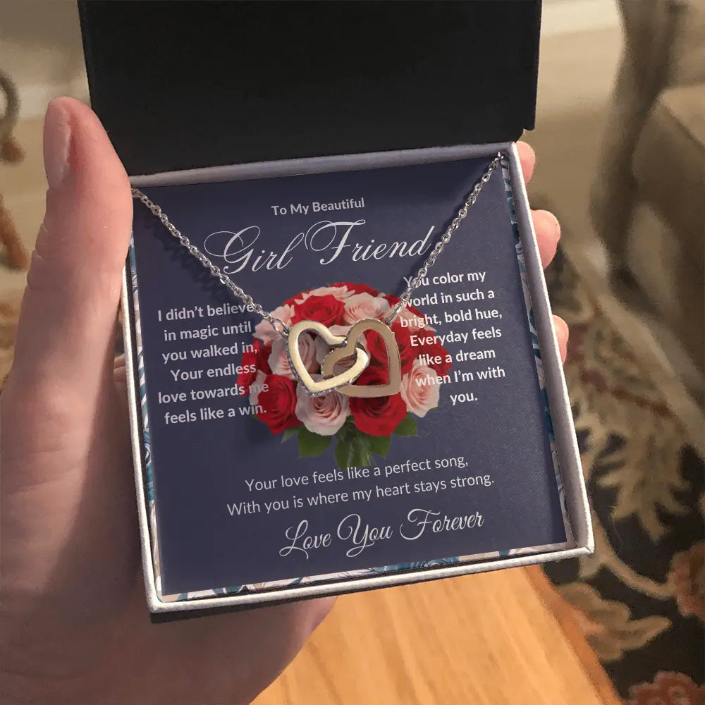 "To My Girl Friend" - Interlocking Hearts Diamond Cut Necklace ShineOn Fulfillment