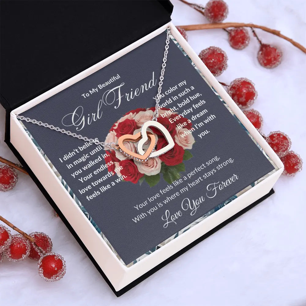 "To My Girl Friend" - Interlocking Hearts Diamond Cut Necklace ShineOn Fulfillment
