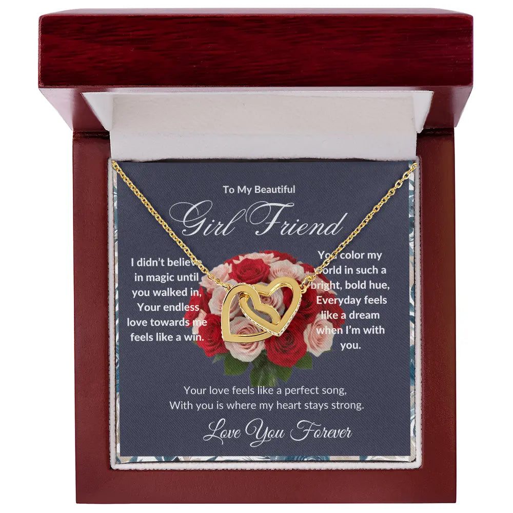 "To My Girl Friend" - Interlocking Hearts Diamond Cut Necklace ShineOn Fulfillment