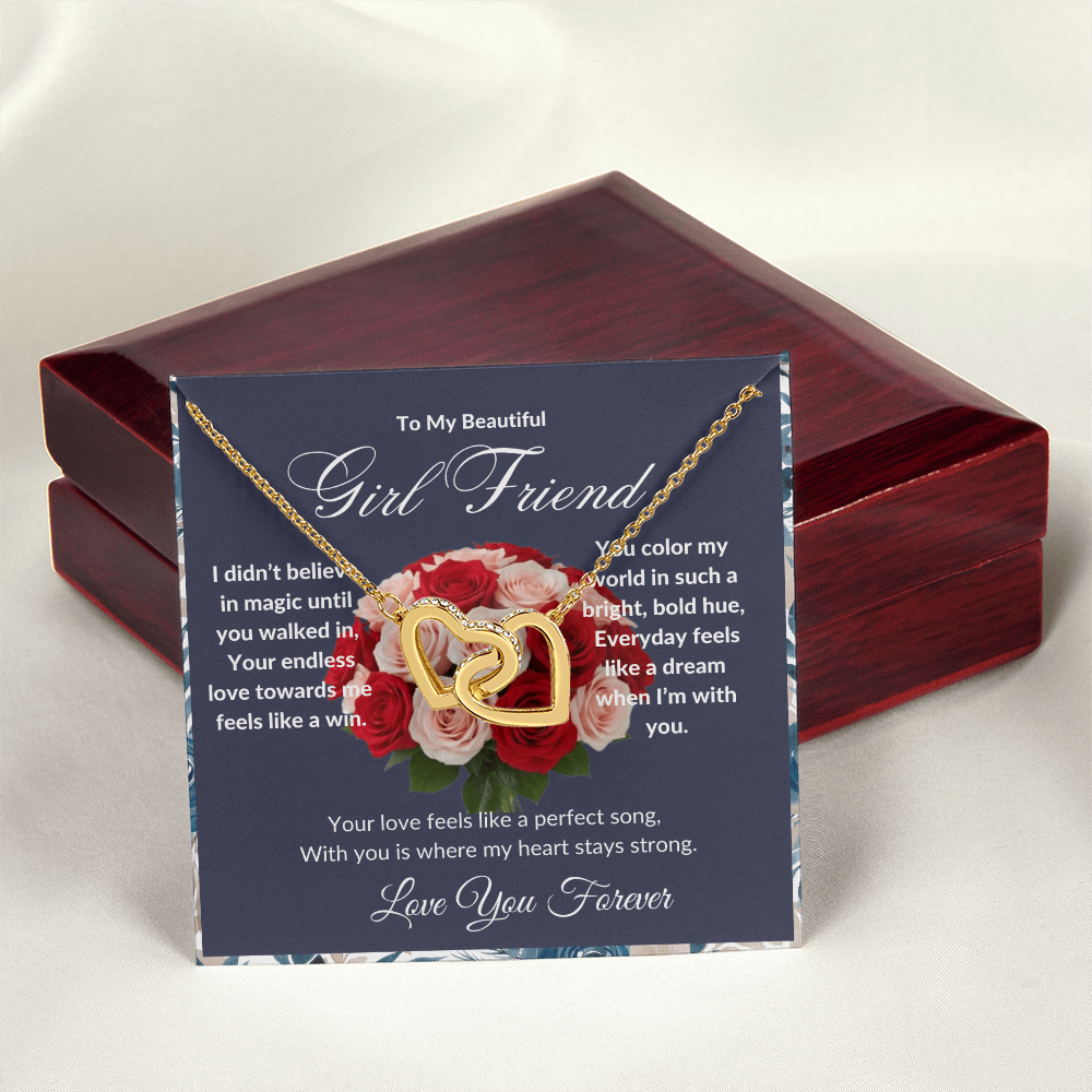 "To My Girl Friend" - Interlocking Hearts Diamond Cut Necklace ShineOn Fulfillment