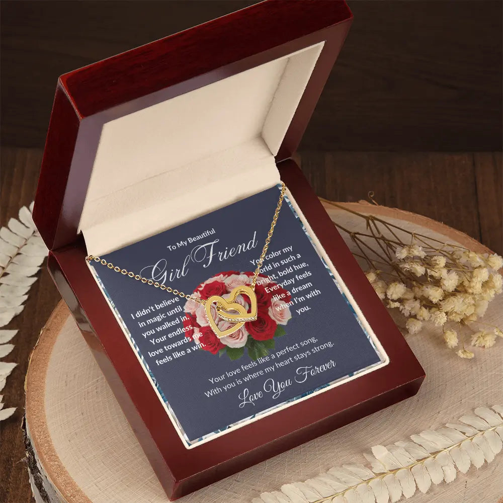 "To My Girl Friend" - Interlocking Hearts Diamond Cut Necklace ShineOn Fulfillment
