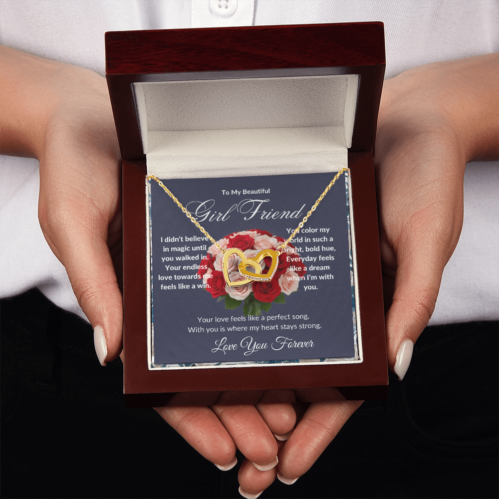 "To My Girl Friend" - Interlocking Hearts Diamond Cut Necklace ShineOn Fulfillment