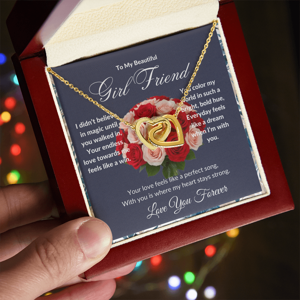 "To My Girl Friend" - Interlocking Hearts Diamond Cut Necklace ShineOn Fulfillment
