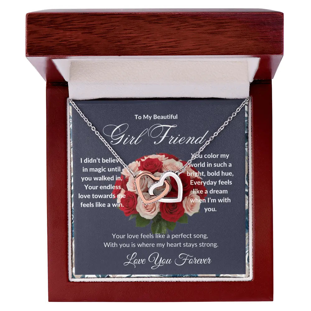 "To My Girl Friend" - Interlocking Hearts Diamond Cut Necklace ShineOn Fulfillment