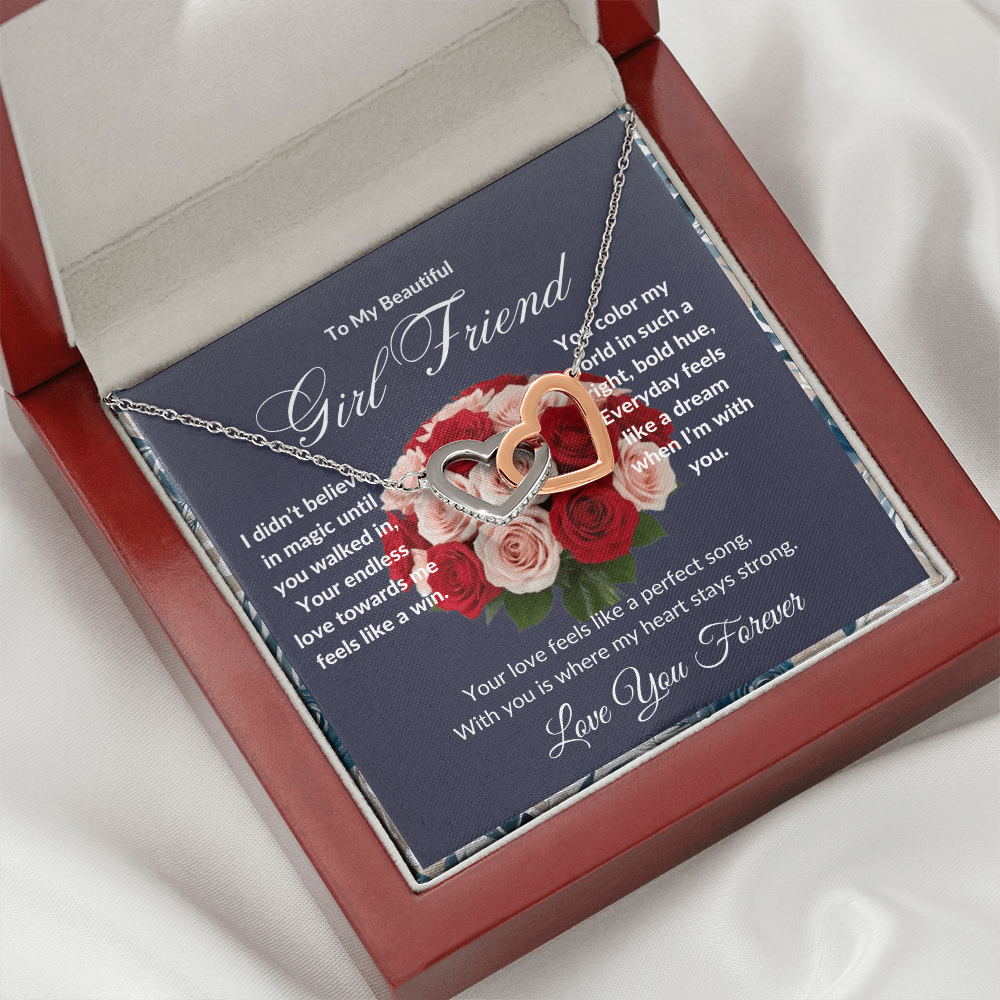 "To My Girl Friend" - Interlocking Hearts Diamond Cut Necklace ShineOn Fulfillment