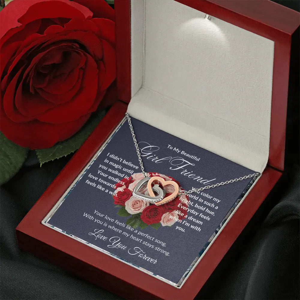 "To My Girl Friend" - Interlocking Hearts Diamond Cut Necklace ShineOn Fulfillment