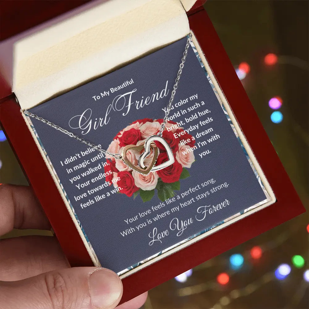 "To My Girl Friend" - Interlocking Hearts Diamond Cut Necklace ShineOn Fulfillment