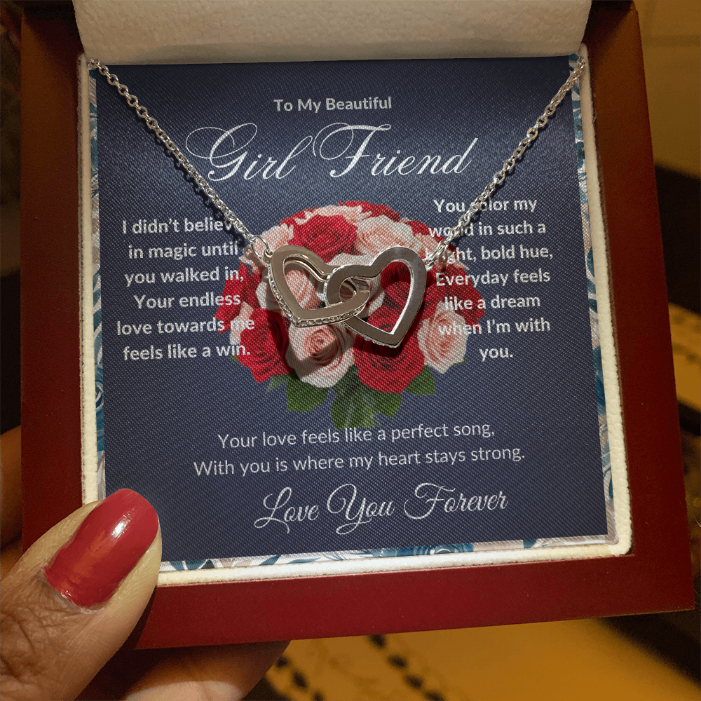 "To My Girl Friend" - Interlocking Hearts Diamond Cut Necklace ShineOn Fulfillment