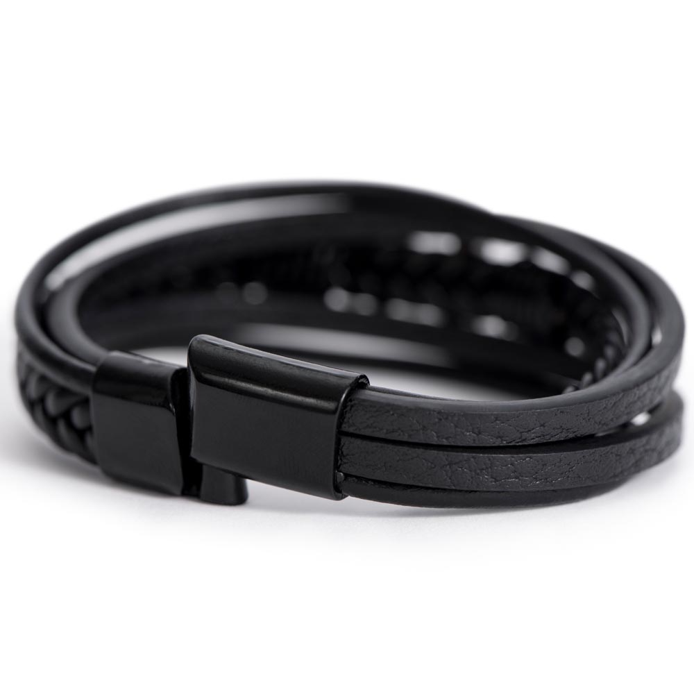 Spiritual Motivation - Men's Cross Leather Bracelet ShineOn Fulfillment