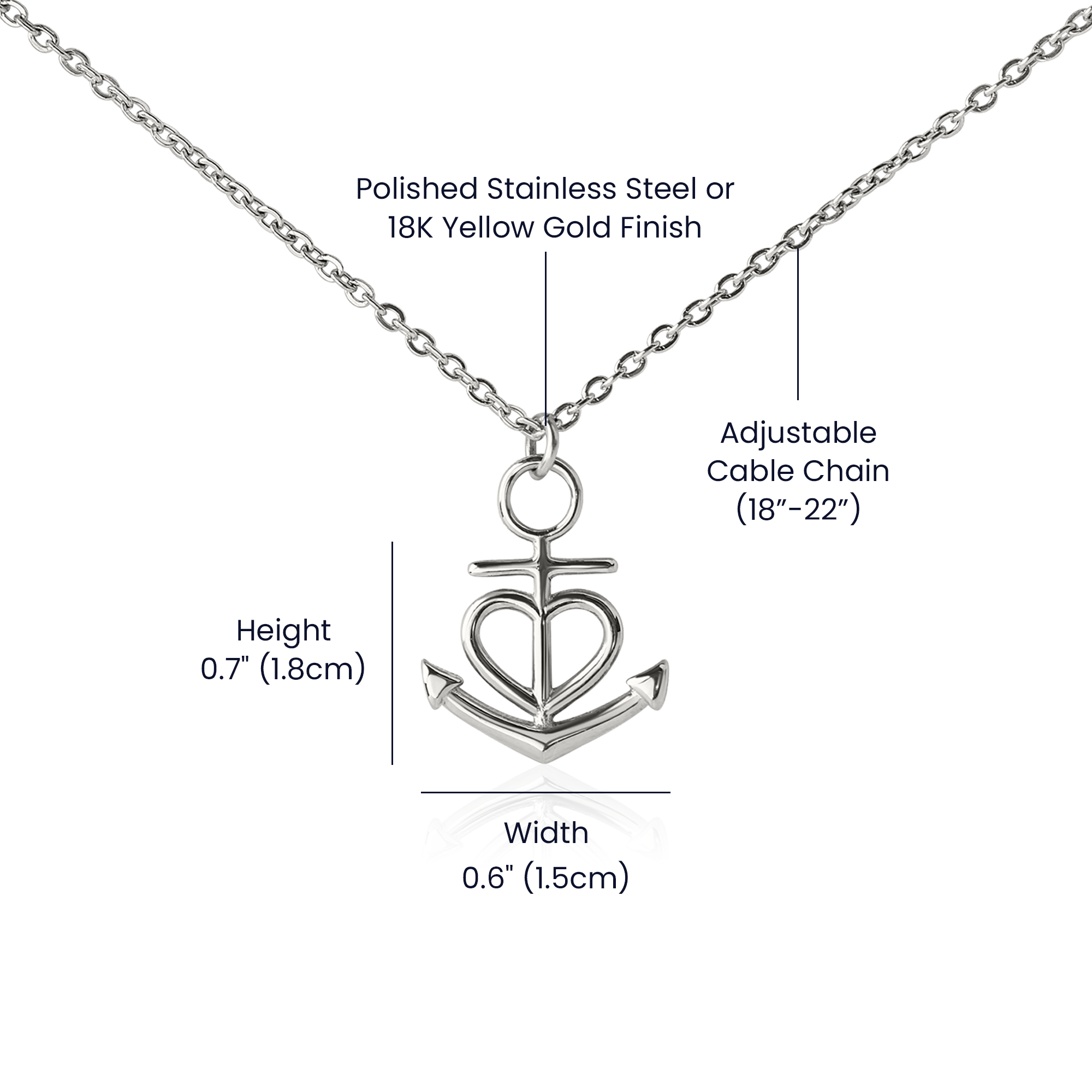 Custom Crafted Anchor Necklace ShineOn Fulfillment