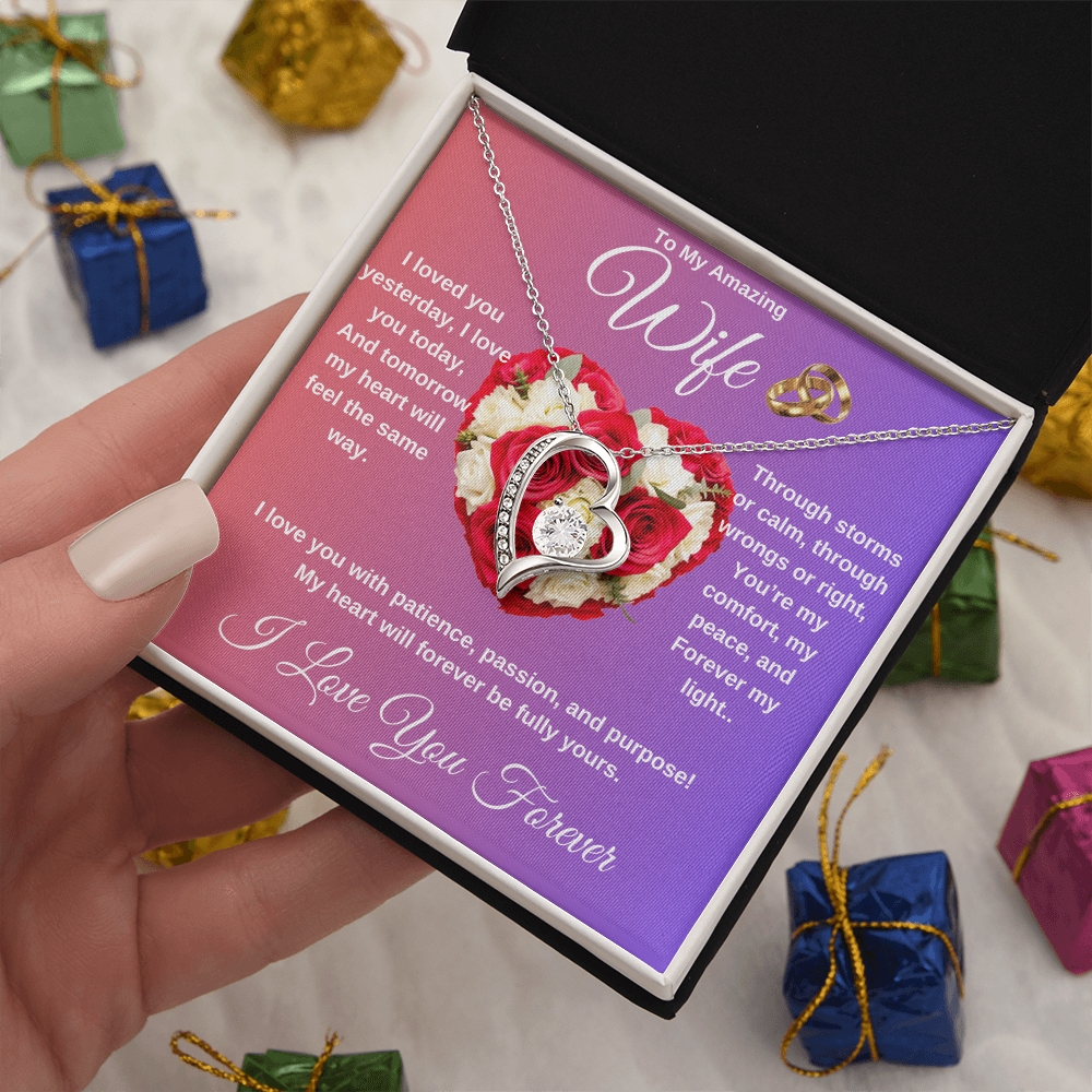 "To My Wife" - Heart Shaped Diamond Cut Necklace ShineOn Fulfillment