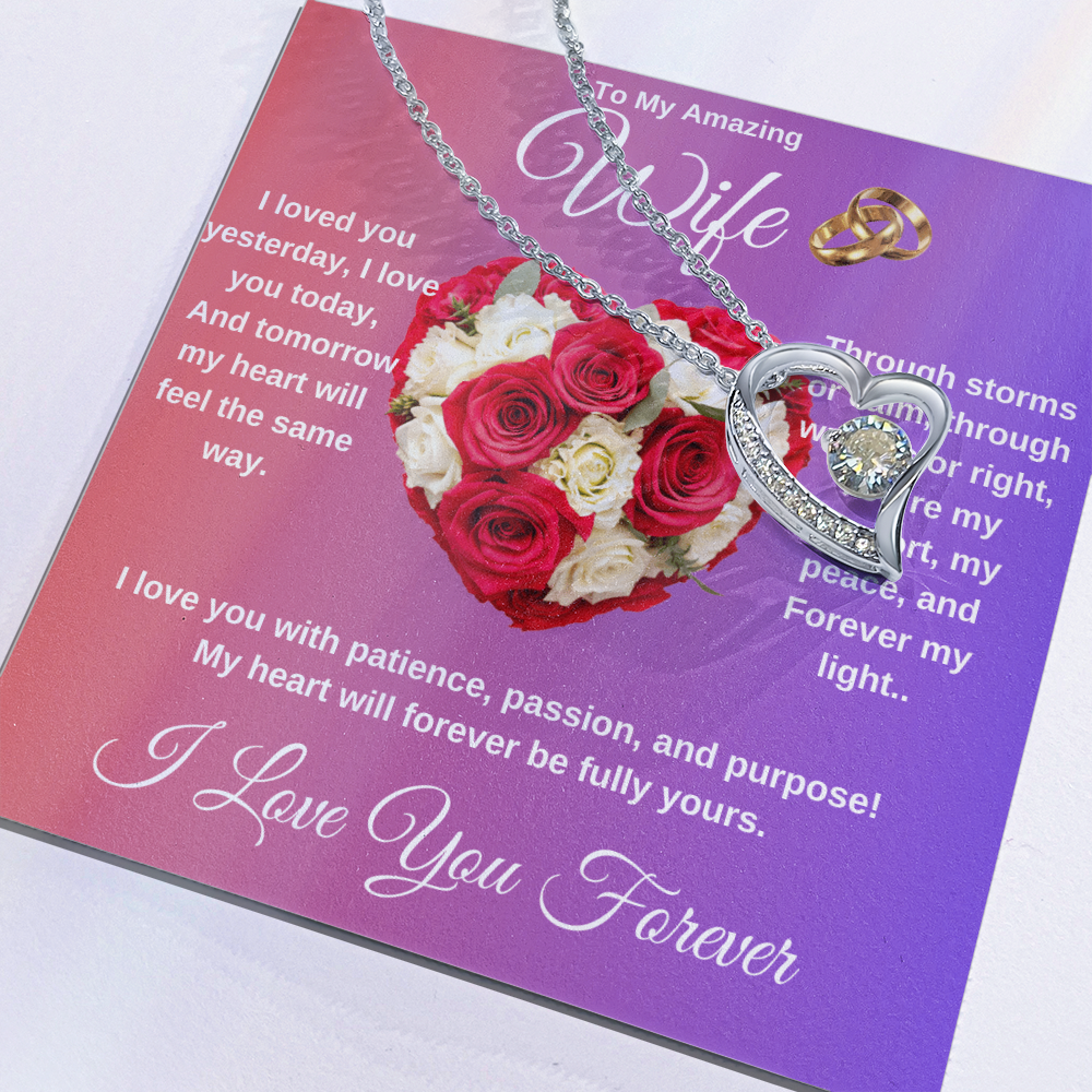 "To My Wife" - Heart Shaped Diamond Cut Necklace ShineOn Fulfillment