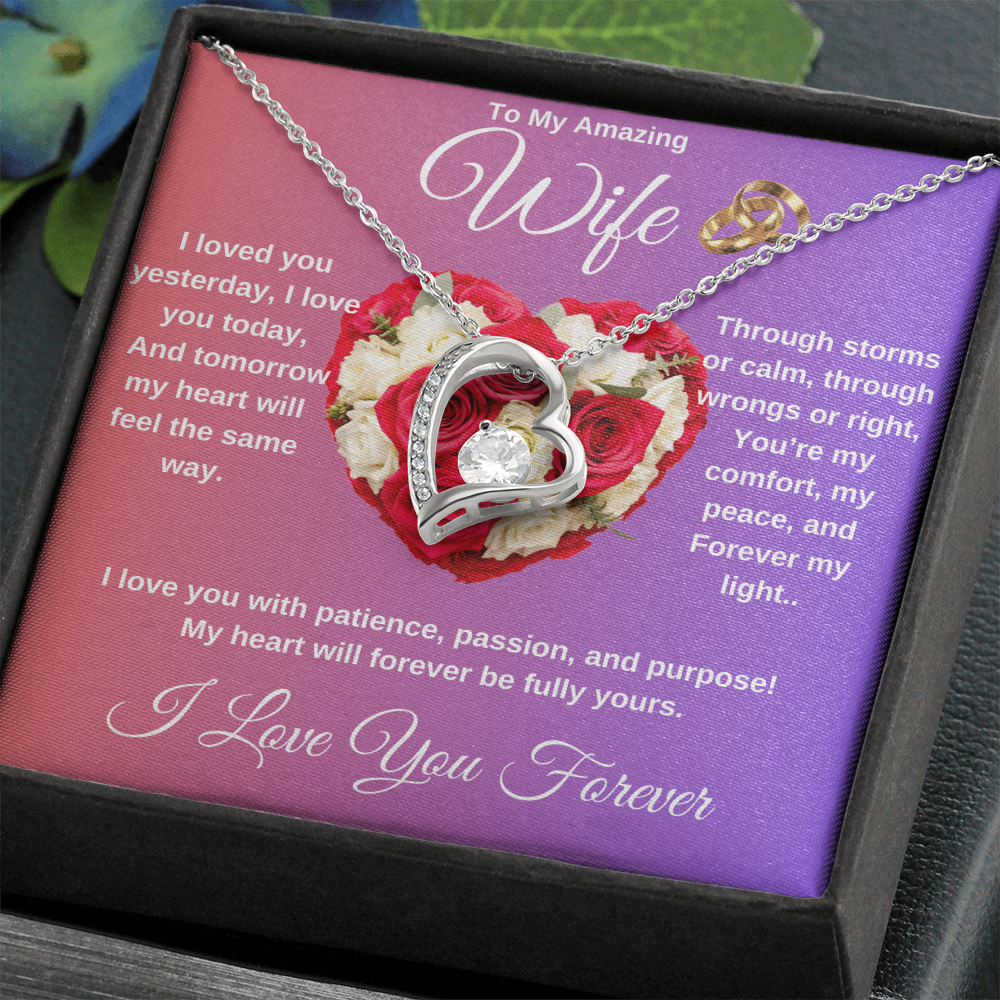 "To My Wife" - Heart Shaped Diamond Cut Necklace ShineOn Fulfillment