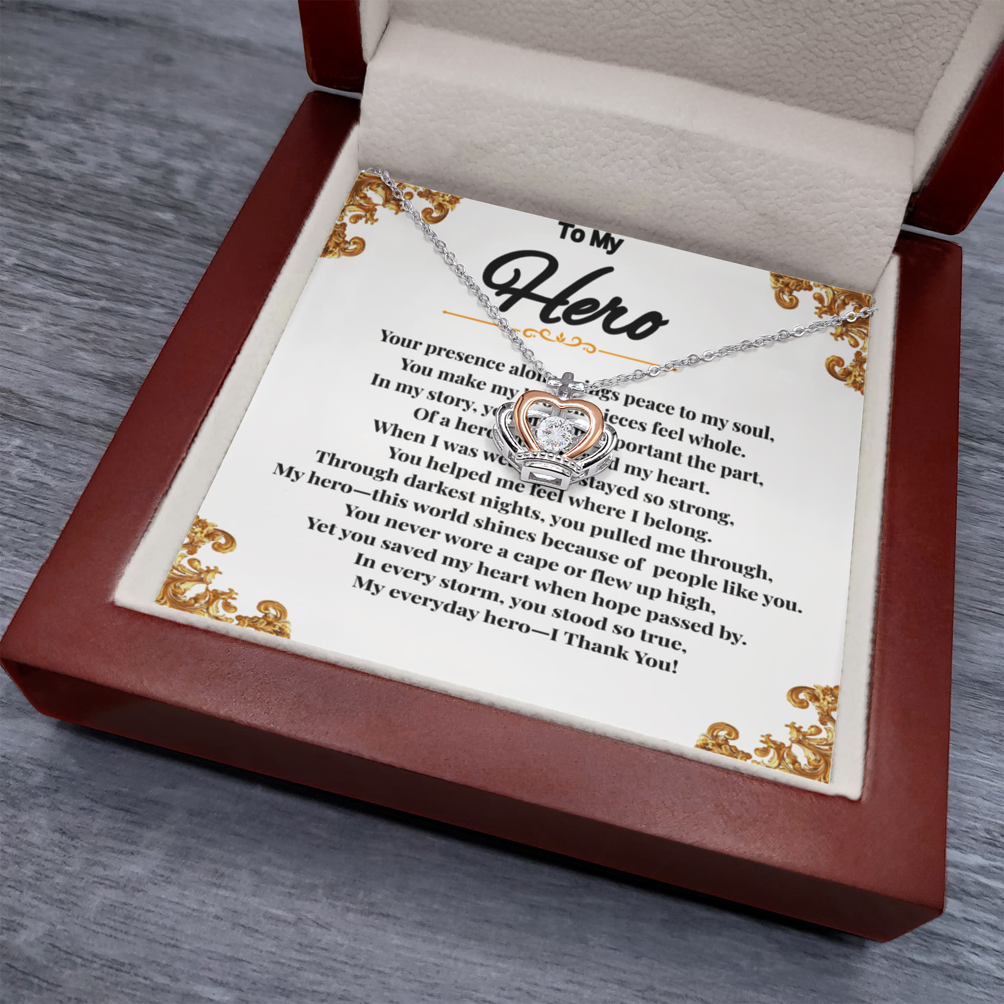 To My Hero - Crown Pendant Necklace ShineOn Fulfillment