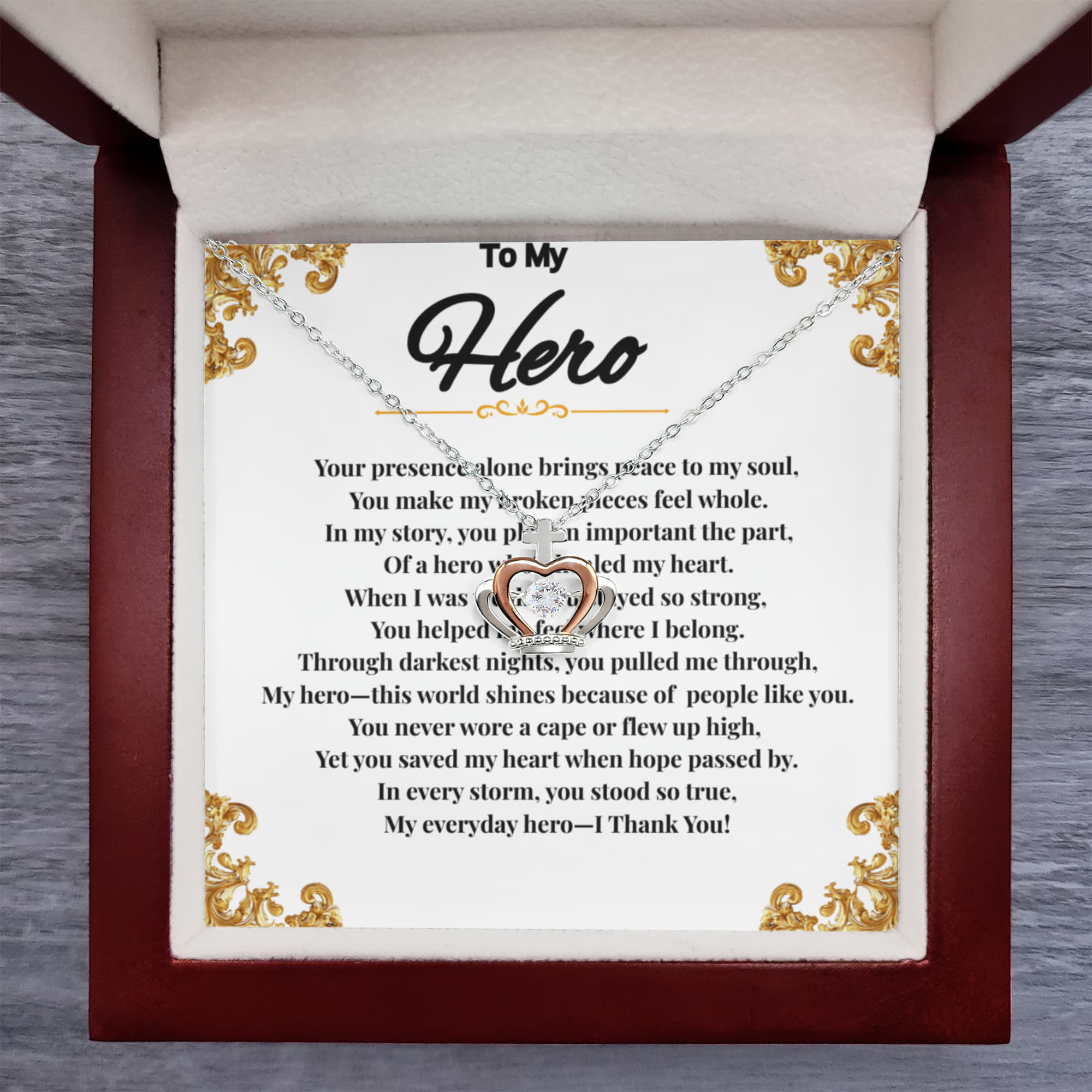 To My Hero - Crown Pendant Necklace ShineOn Fulfillment