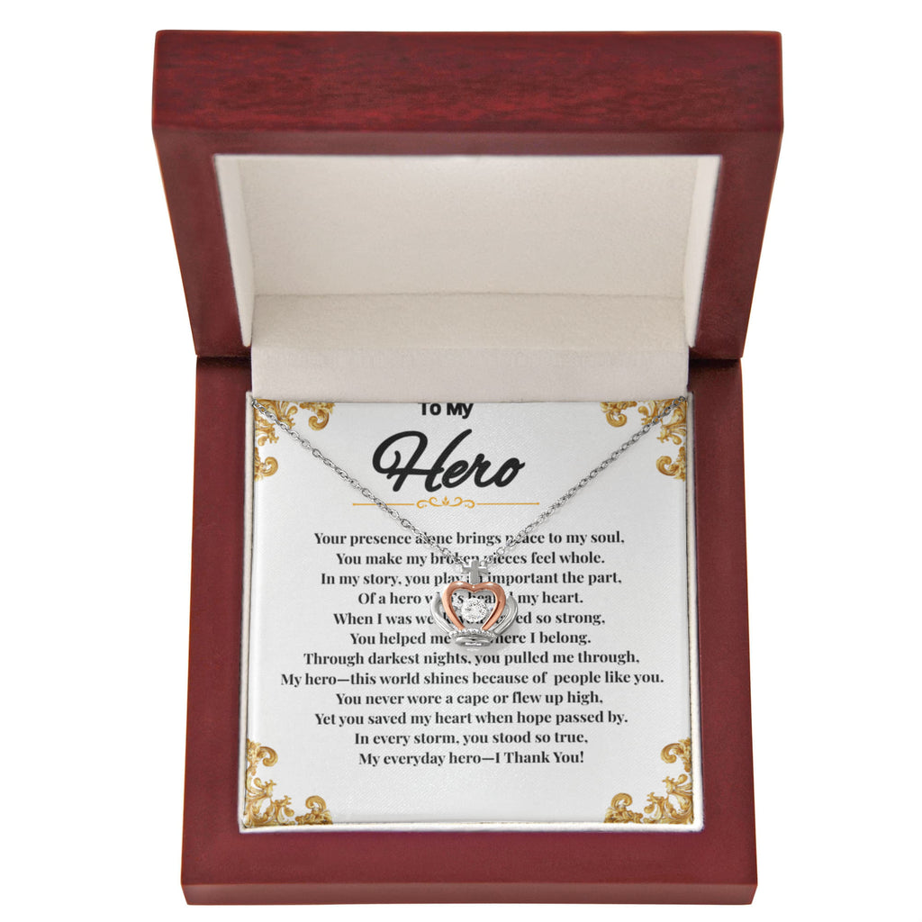 To My Hero - Crown Pendant Necklace ShineOn Fulfillment
