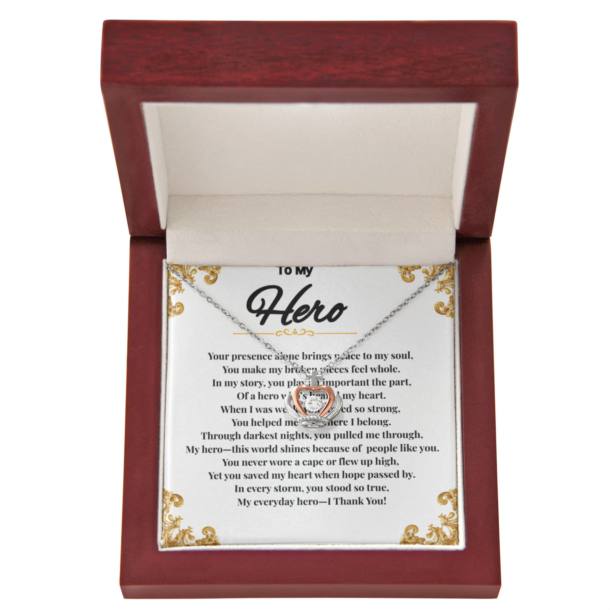 To My Hero - Crown Pendant Necklace ShineOn Fulfillment