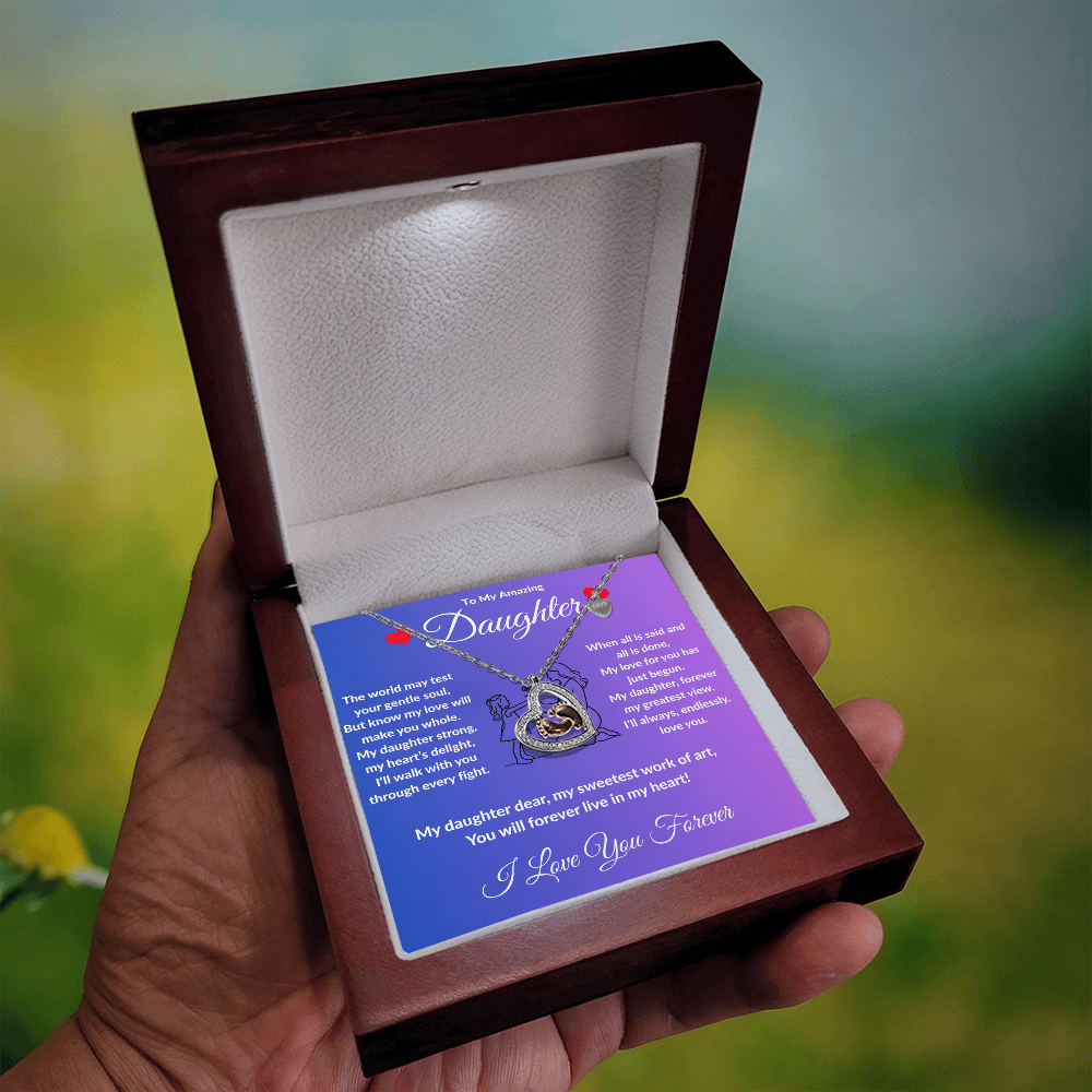 To My Amazing Daughter - Baby Heart Feet Necklace ShineOn Fulfillment
