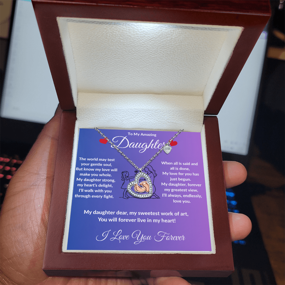 To My Amazing Daughter - Baby Heart Feet Necklace ShineOn Fulfillment