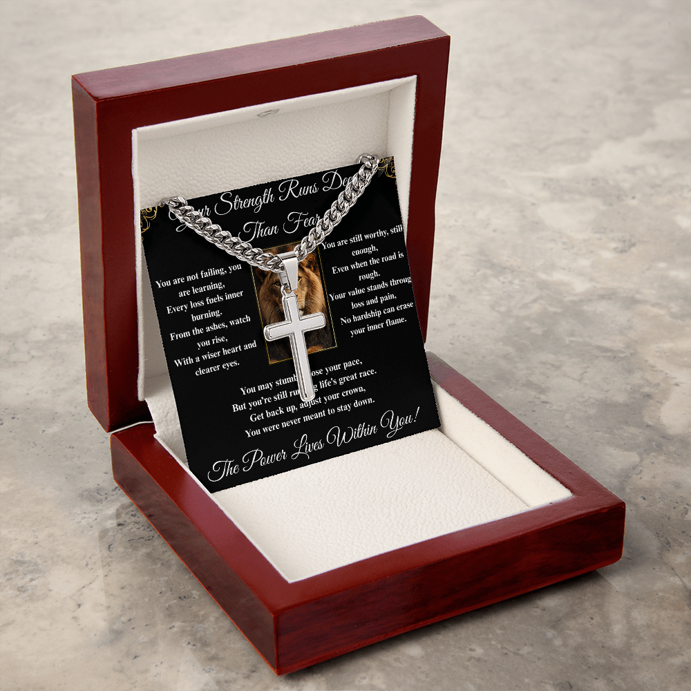 Powerful Motivation Message - Artisan Cross With Cuban Link Chain ShineOn Fulfillment